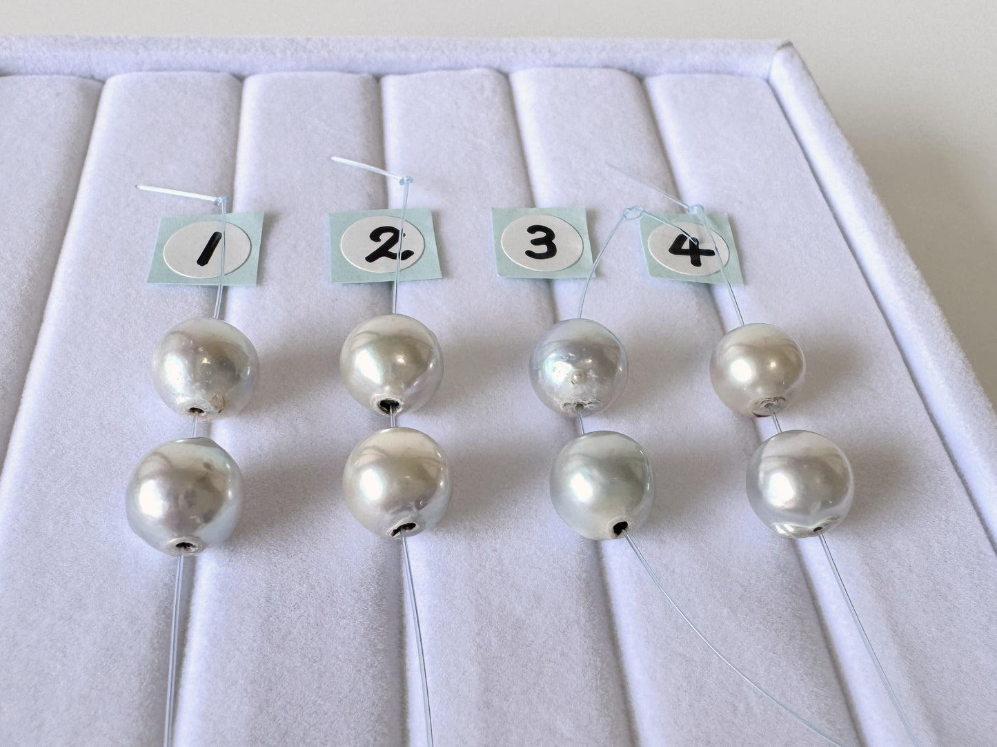 Japanese Akoya Pearl Beads Natural Blue Silver, Cultured Saltwater (8-8.5mm, Mini Strand, Genuine Jewelry Supplies), 2 Pcs