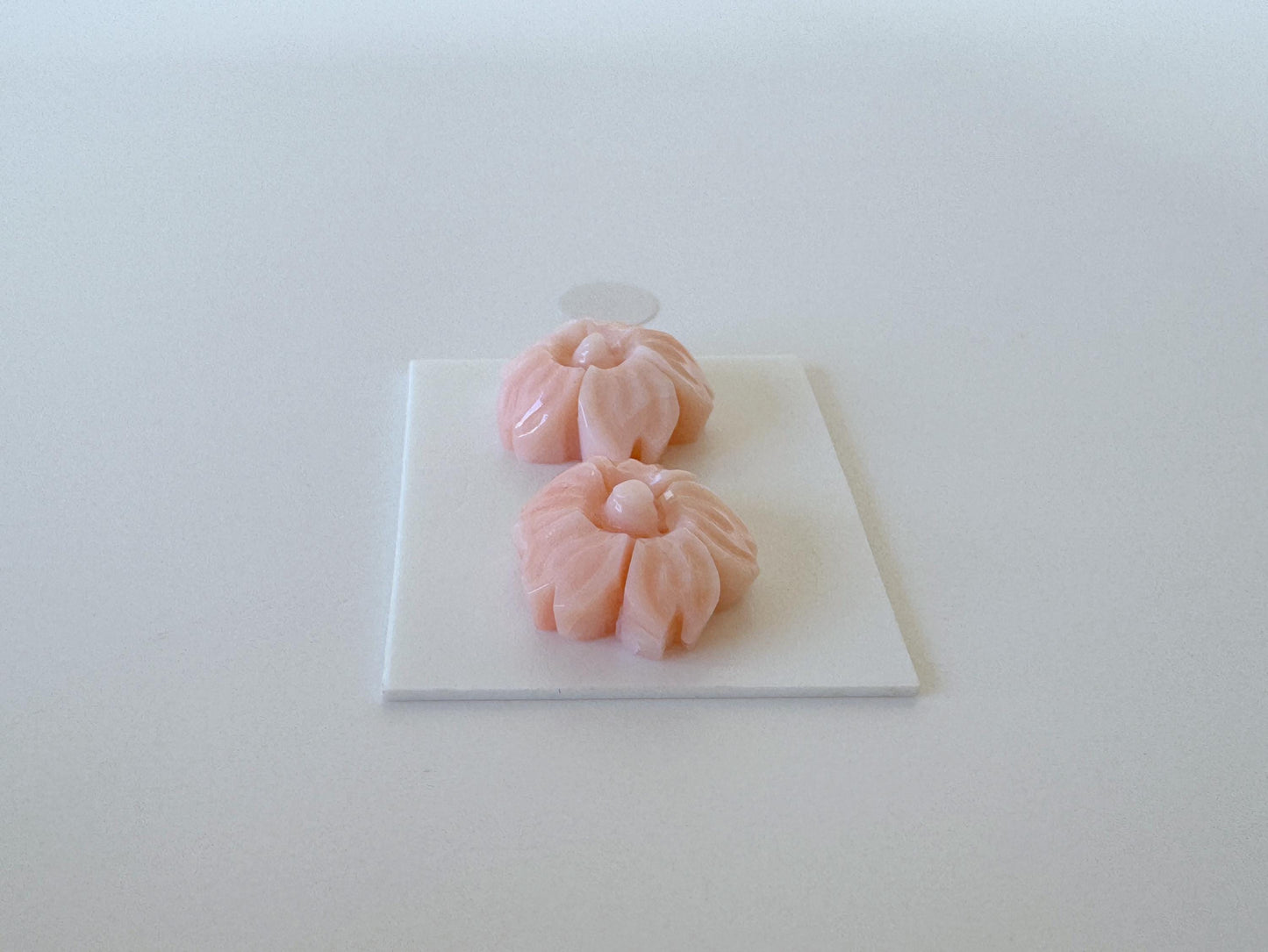 Natural Deep Sea Coral Pink Cherry Blossom Carving Pair – 14.5mm Sakura