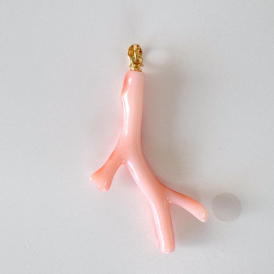 Natural Deep Sea Coral Branch Pendant: Gold-Plated Silver Bail, 46mm