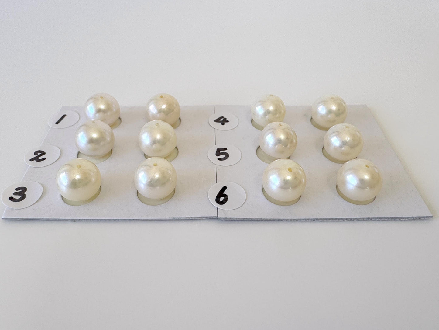 Japanese Cultured Akoya pearl 8.5-9mm, Natural Cream Color, Half-Drilled Round loose, Price per pair, Salt water pearl