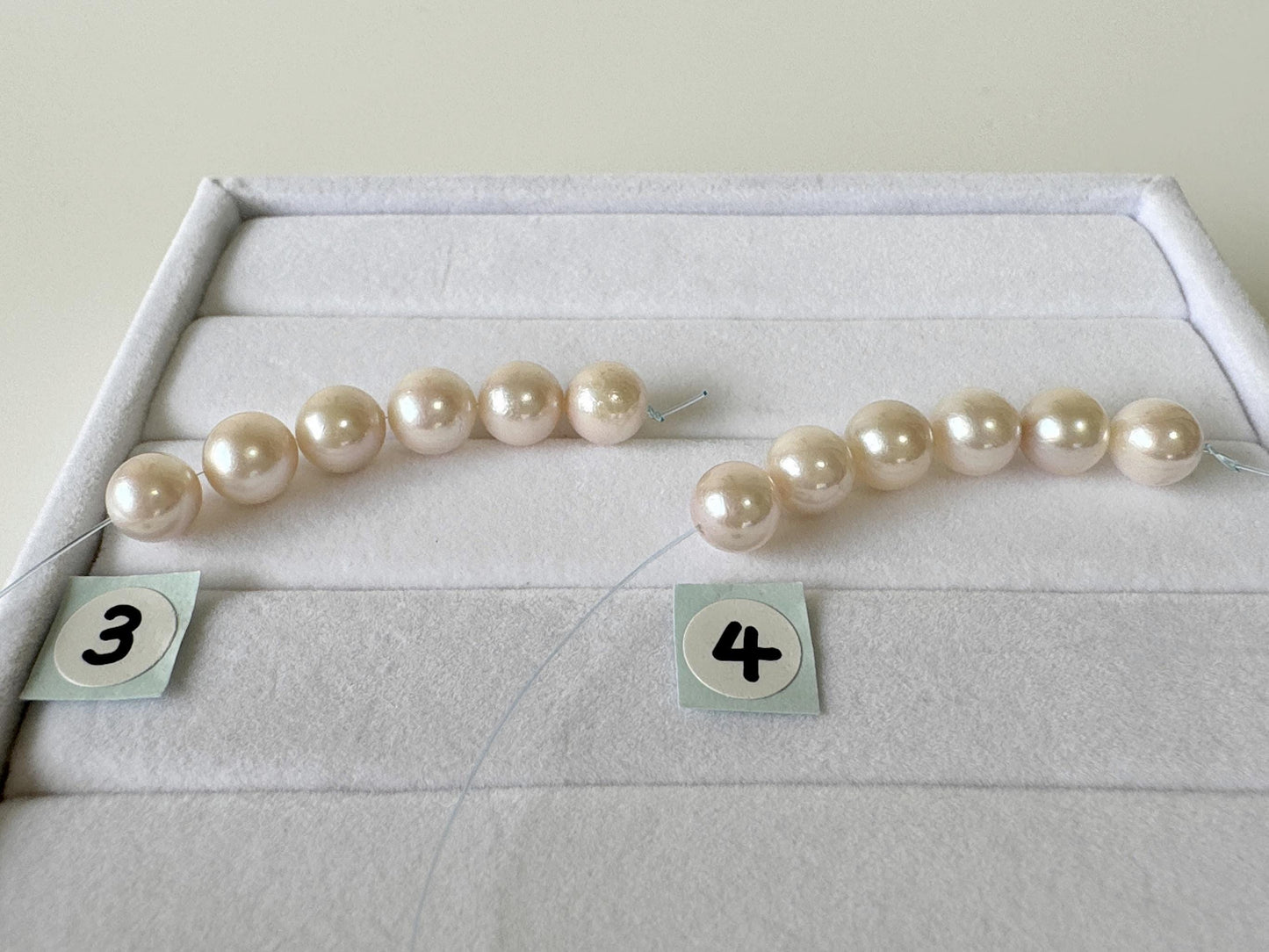 Akoya Pearl Beads Japanese Cultured, White Pink Overtone (Round 6.5-7mm, Saltwater, Mini Strand, 6 Pieces)
