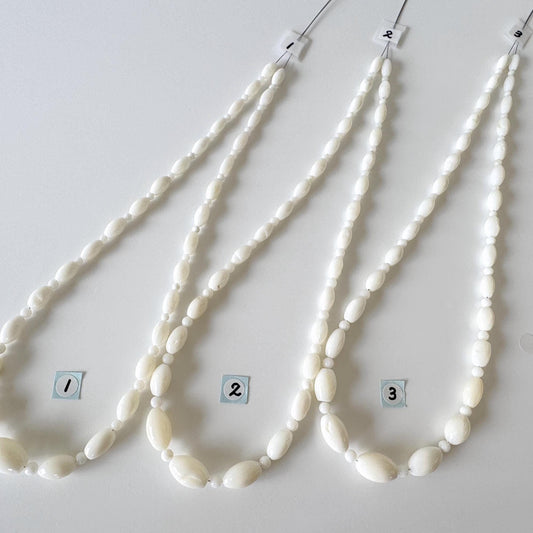 White Coral Bead Strand: Bi-cone & Round Gradation, Jewelry Making (16"-17")