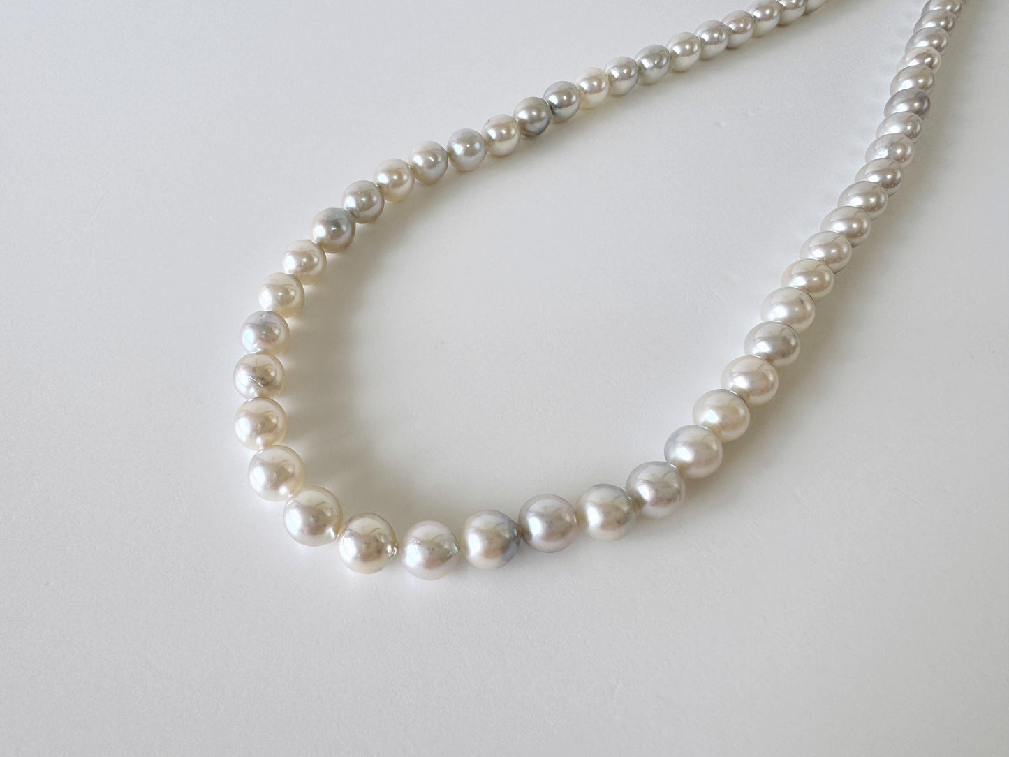 Japanese Akoya Pearl Beads - Natural Blue Silver Cultured Pearls - Full Strand 40cm, 6.5-7mm, Saltwater Jewelry Supplies