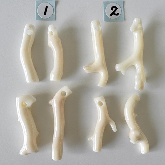 Natural Coral White Branches: Deep Sea Midway Set of 4, Genuine Coral, Drilled Holes, Jewelry Supplies, 25-35mm Length