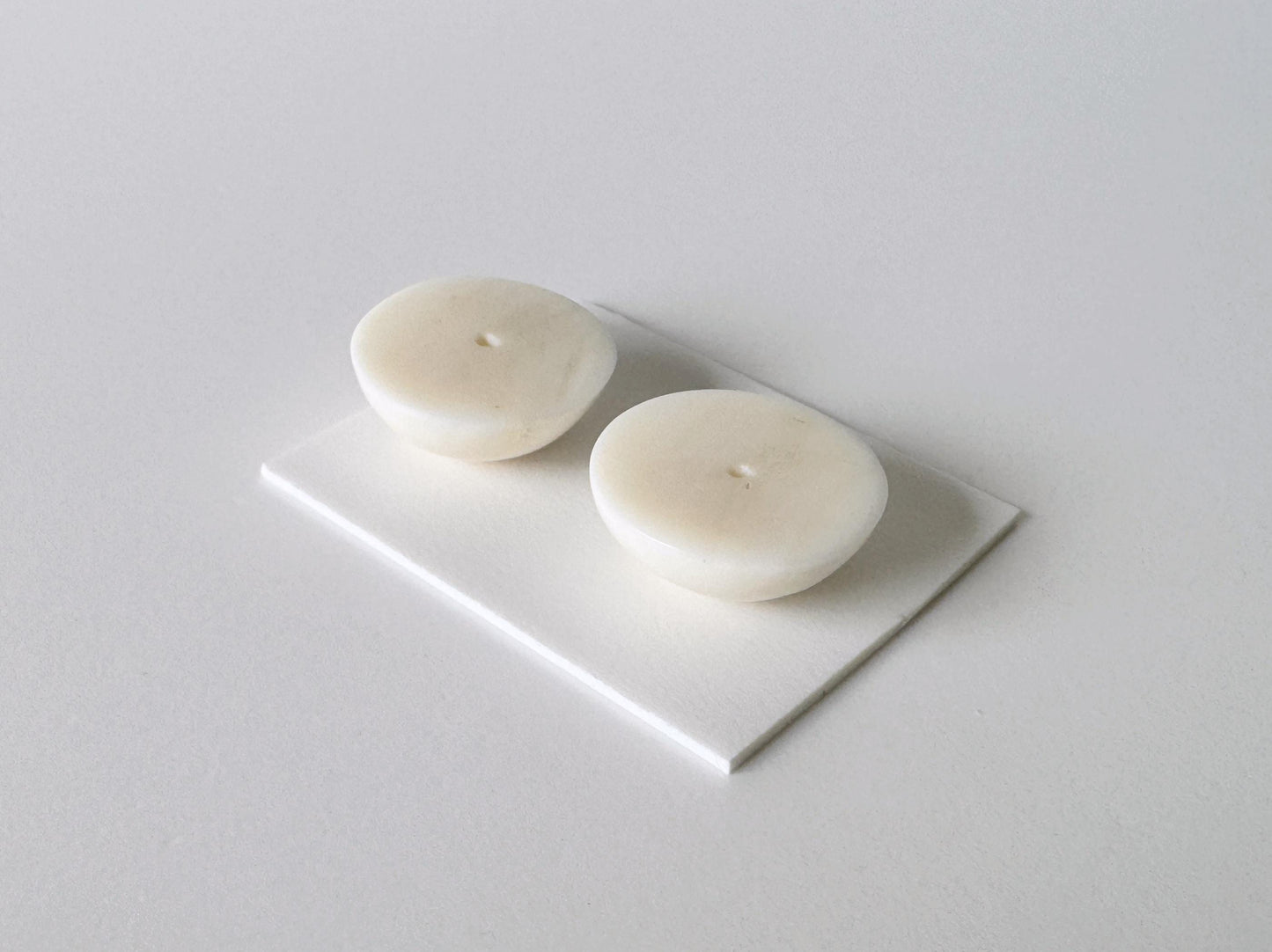 Natural White Coral Round Cabochon Pair: 17mm Diameter, Deep Sea Origin | Real Coral, Half-Drilled, Jewelry Making Supplies