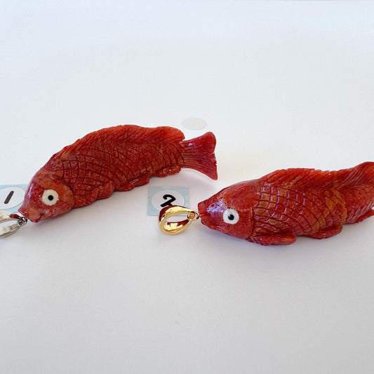 Sponge Coral Carp Pendant: 45-47mm Brass Bail