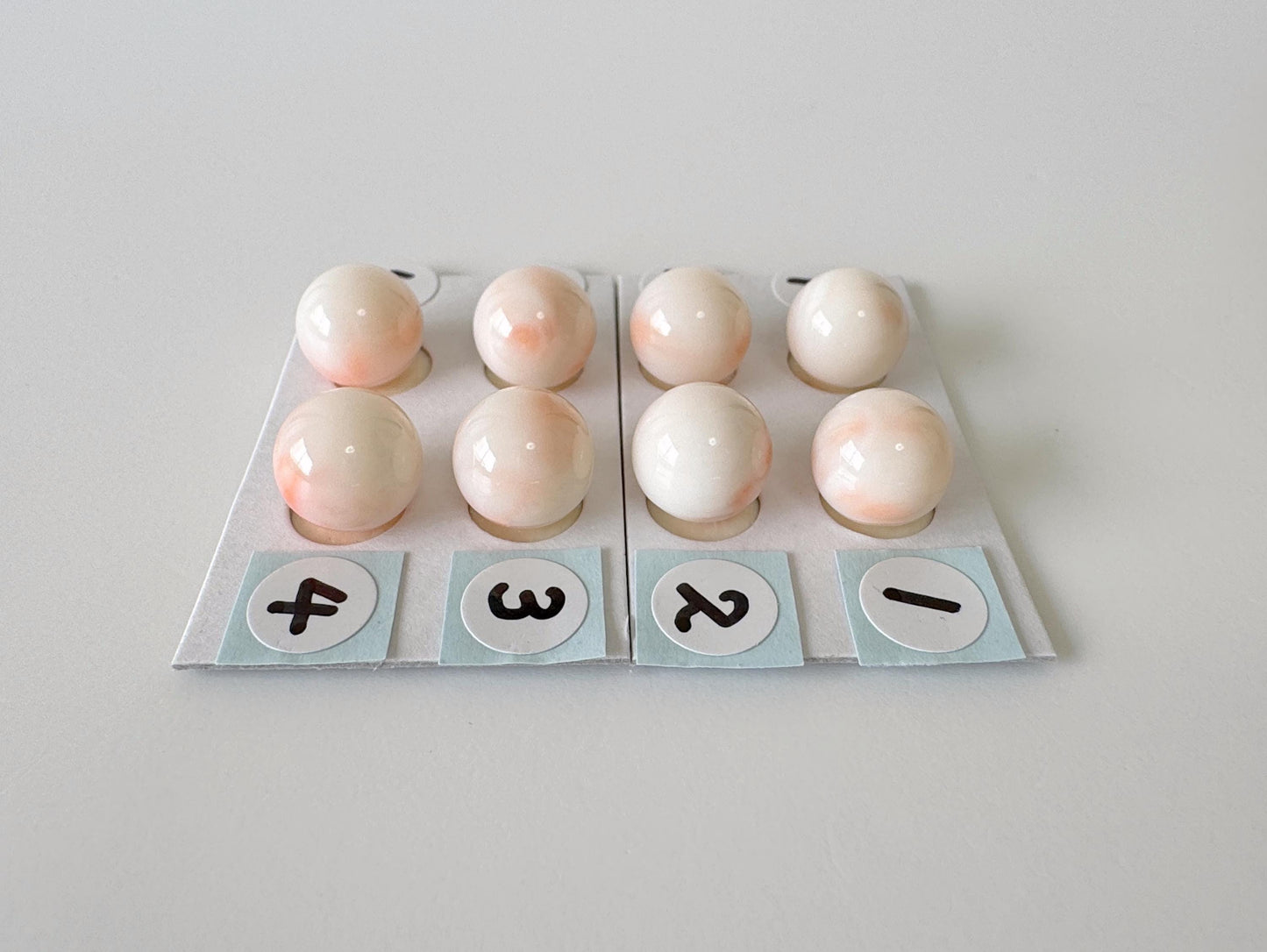 9.5-10mm Half Drilled Natural Deep Sea Coral Round Loose, White/Pink coral, for earring sets, natural color, price per pair