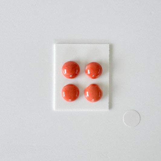 Momo Coral Round Cabochon, Japanese Orange Undyed, 4-Piece Set | 7.8-8.4Mm | Flat-Back