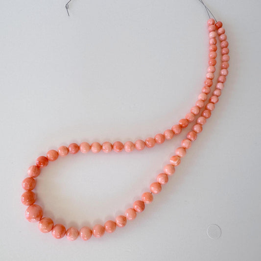 Natural Coral Strand – Genuine Deep Sea Coral Round Beads 4.9-9.9mm Pink Orange Gradation, 15.7in