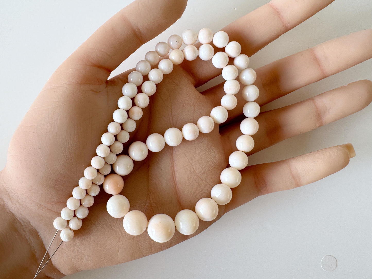 Natural Coral Strand Beads: Midway Deep Sea White/Very Slightly Light Pink Round, 5-10.8mm, 40cm | Jewelry Supplies, Craft Beads