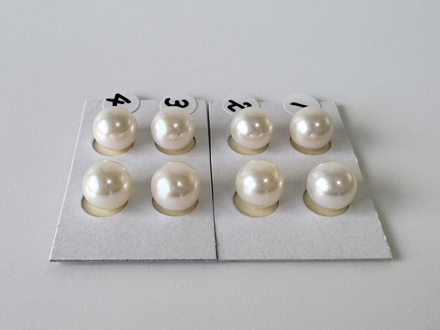 Japanese White Akoya Cultured Pearl 8.5-9mm, Genuine Akoya Pearl, Half-Drilled Round loose, Price per Pair, Salt water pearl