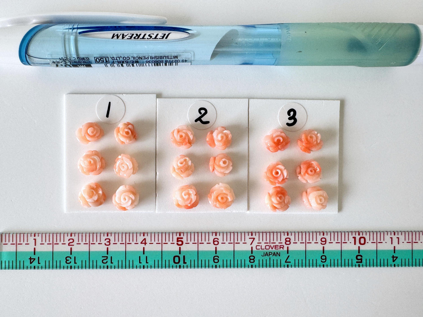 Deep Sea Coral Rose Carvings Natural Pink, Handcrafted Jewelry Beads (6pcs, 6-7mm, Genuine Coral)
