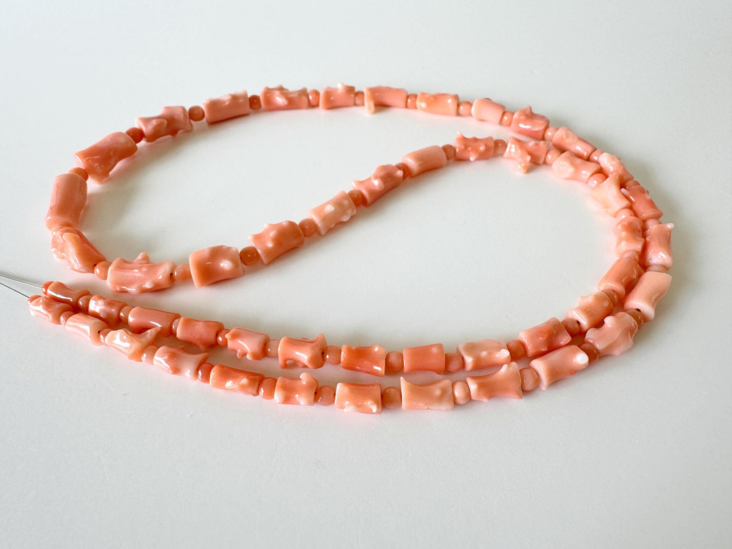 Natural Deep Sea Coral Strand Cylinder Beads: Pink Orange, 55cm Length | Genuine Coral, Jewelry Supplies