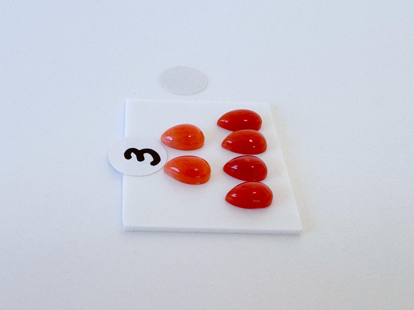Natural Japanese Aka (Red) Coral Pear Shape Cabochons: Set of 4 or 6 Pcs