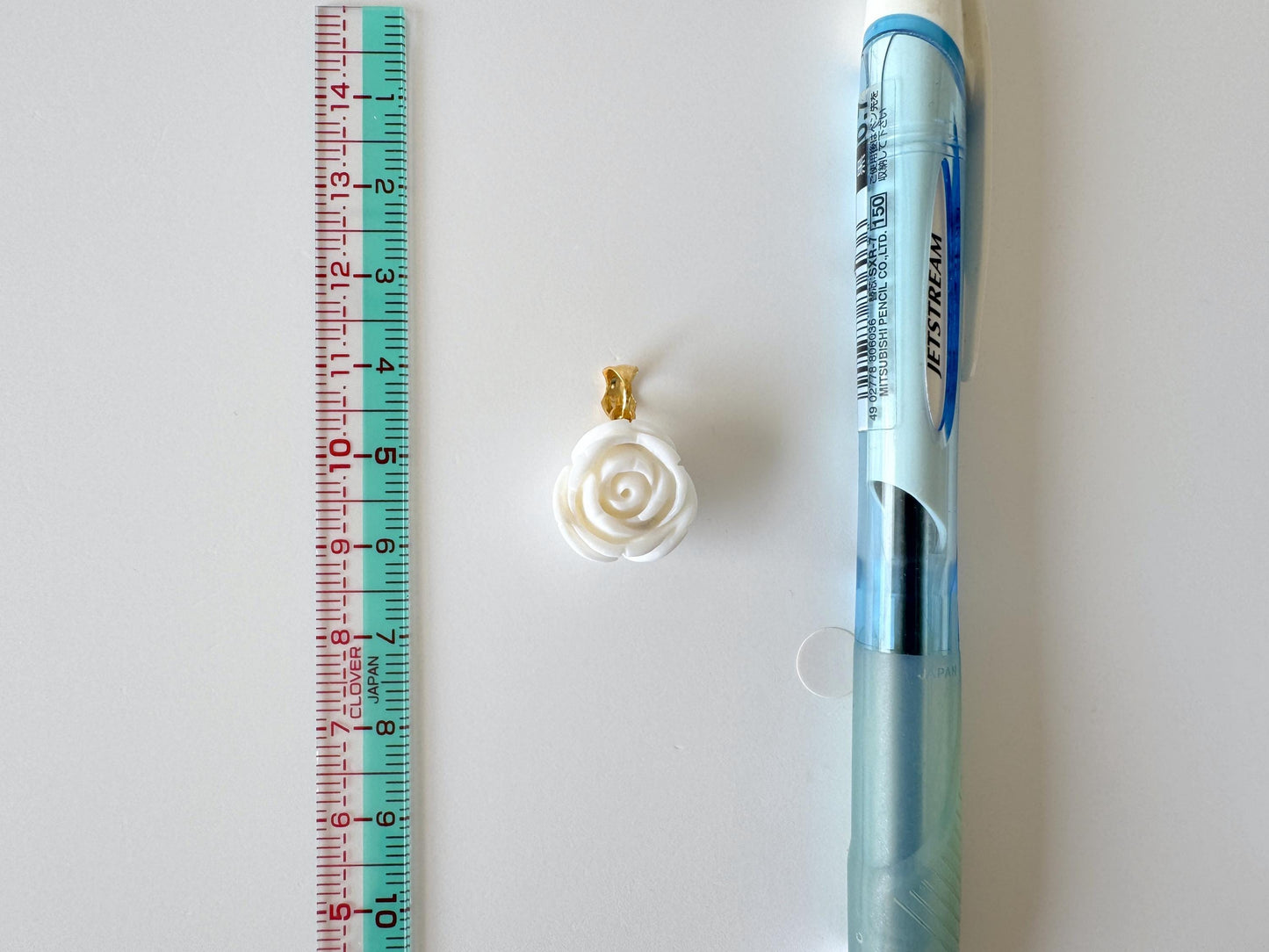 Natural White Coral Rose Pendant, 15.3x15.3mm Rose, Natural White Color Coral, Silver (gold plated) Bail, Genuine Precious Coral Pendant