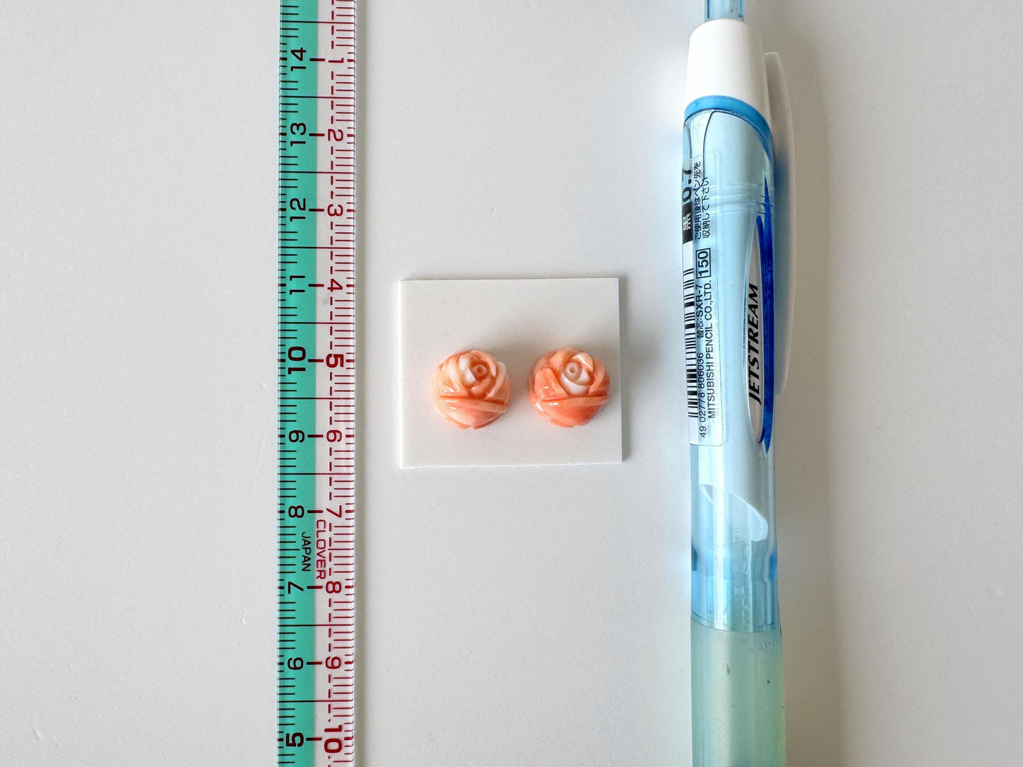 Momo Coral Rose, Japanese Orange Loose Pair | Natural Undyed | 10.5mm Half-Drilled Flat-Back Jewelry Supplies