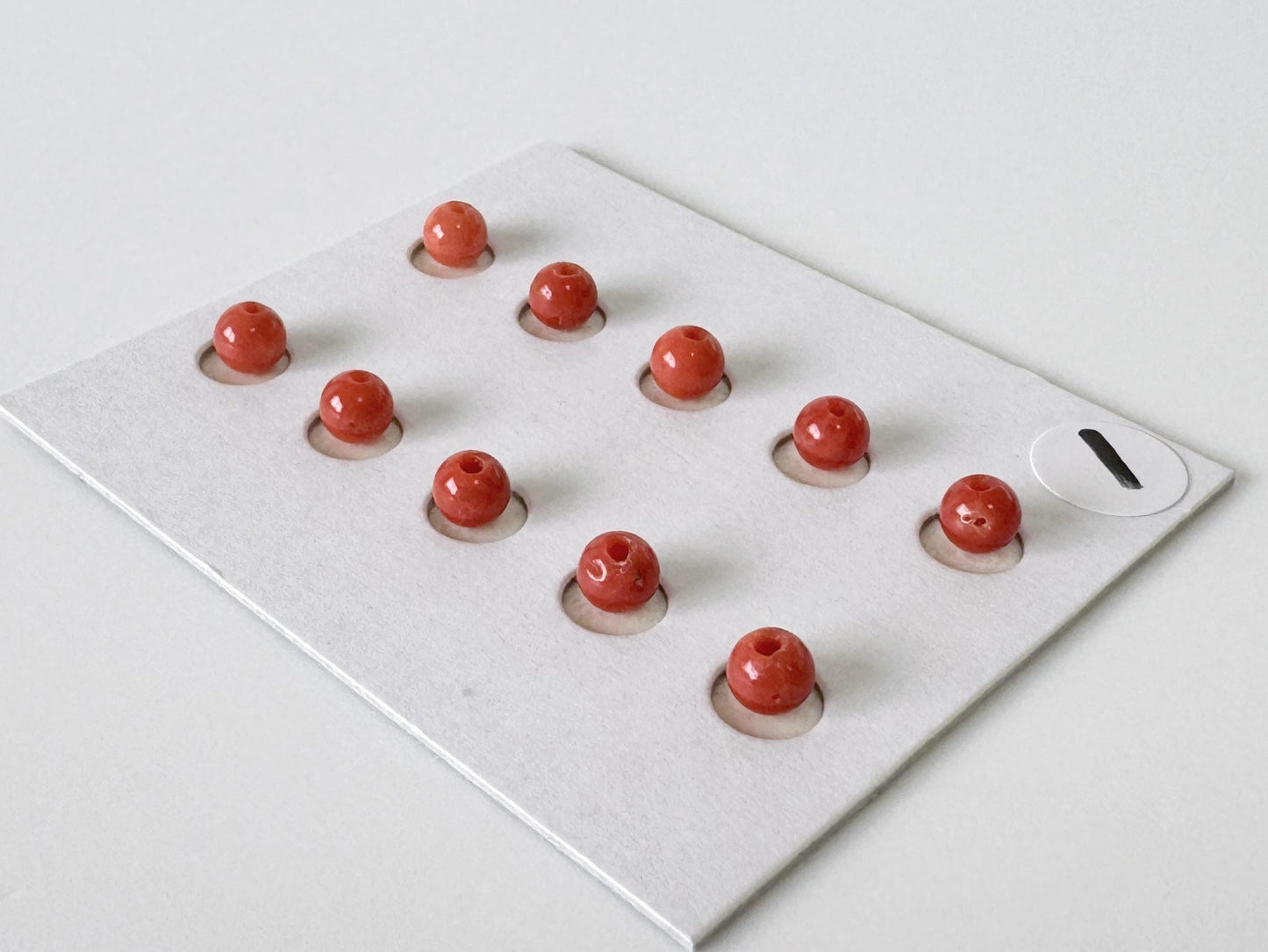 Mediterranean Red Coral Round Loose: Natural Gemstone Beads for Jewelry Making (3.7-4mm, Half-Drilled Hole, Set of 10)