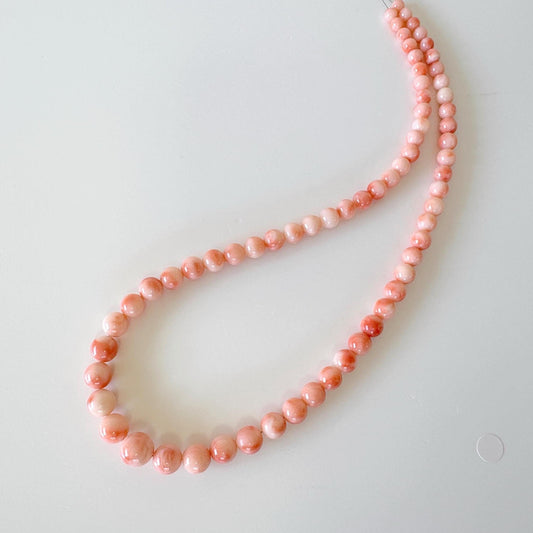 Natural Deep Sea Coral 4.5-9.3mm Round Beads Strand, Genuine Natural Pink / Orange Color, 41cm, 16in, For Jewelry Making