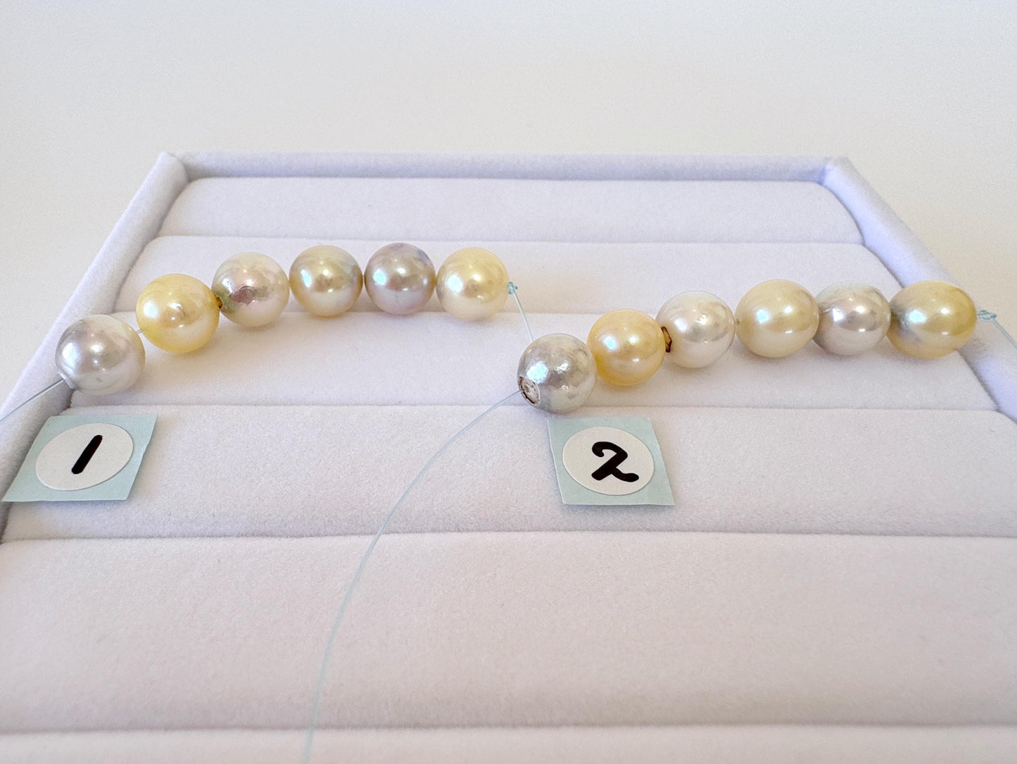 Japanese Akoya Pearl Beads: Natural Blue Silver Yellow - Cultured Saltwater Pearls, 7.5-8mm, Mini Strand Craft Supplies, 6 Pcs Strand
