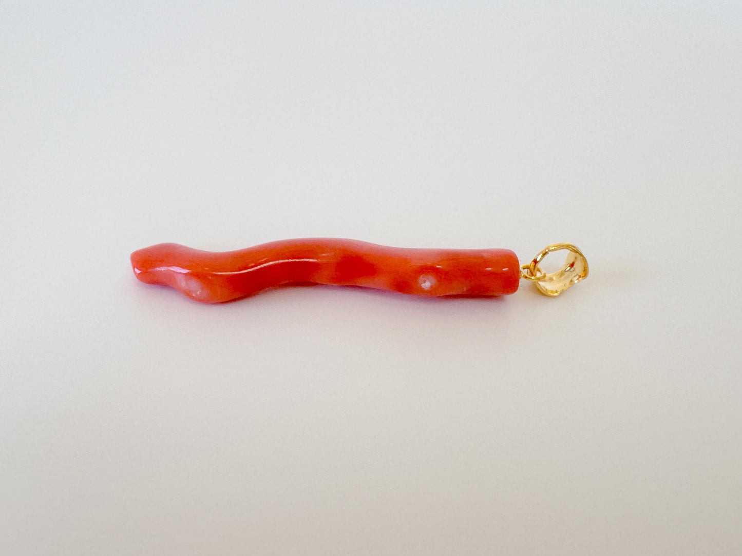 Momo Coral Branch Pendant: Japanese Orange Coral, Natural Texture - Silver Gold-Plated Bail, 42mm, Genuine Jewelry Accessory