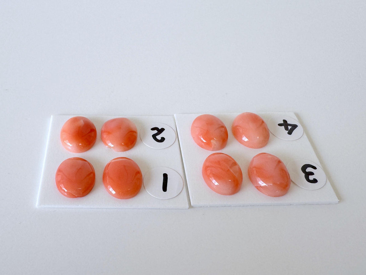 Deep Sea Coral Cabochons: Natural Orange/Pink Oval Gemstones, 10x8mm (2 pcs), Value Priced for Reason of Natural Defects