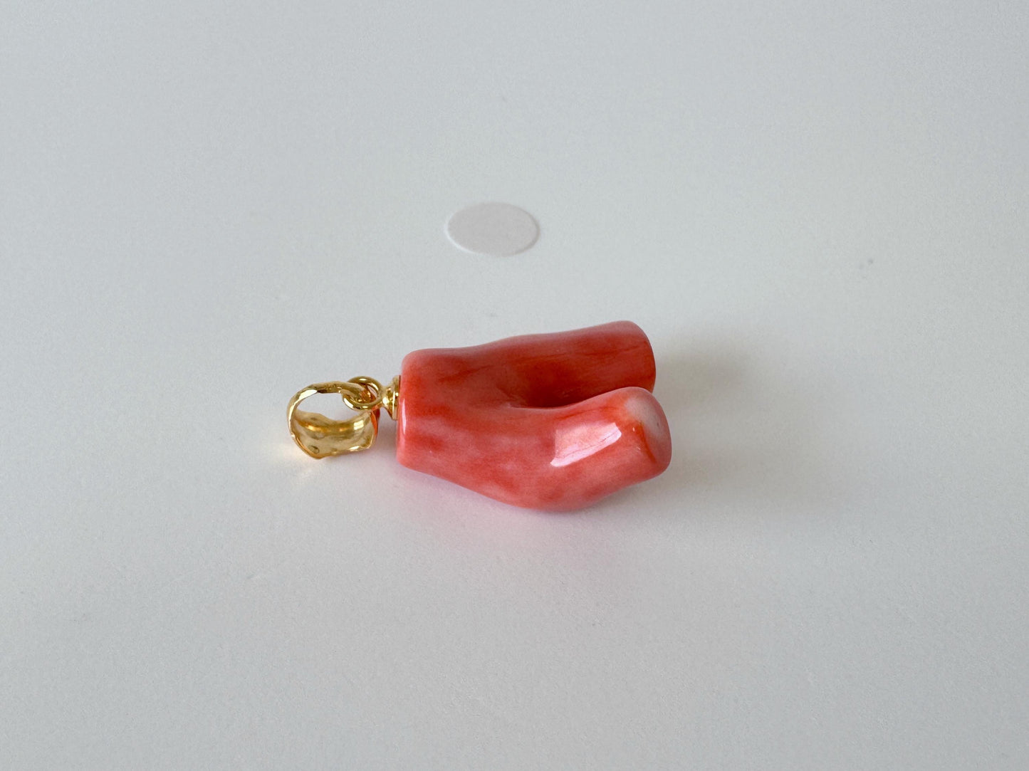 Natural Momo Coral Branch Pendant: Gold-Plated Silver Bail, 18mm