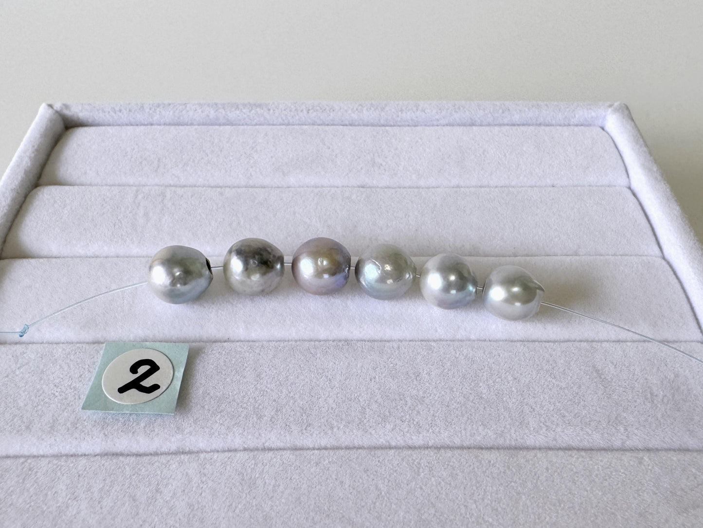 Japanese Akoya Pearl Beads: Natural Blue-Silver Cultured Pearls, Semi-Round Shape (7-7.5mm, Saltwater Mini Strand, 6 Pcs)
