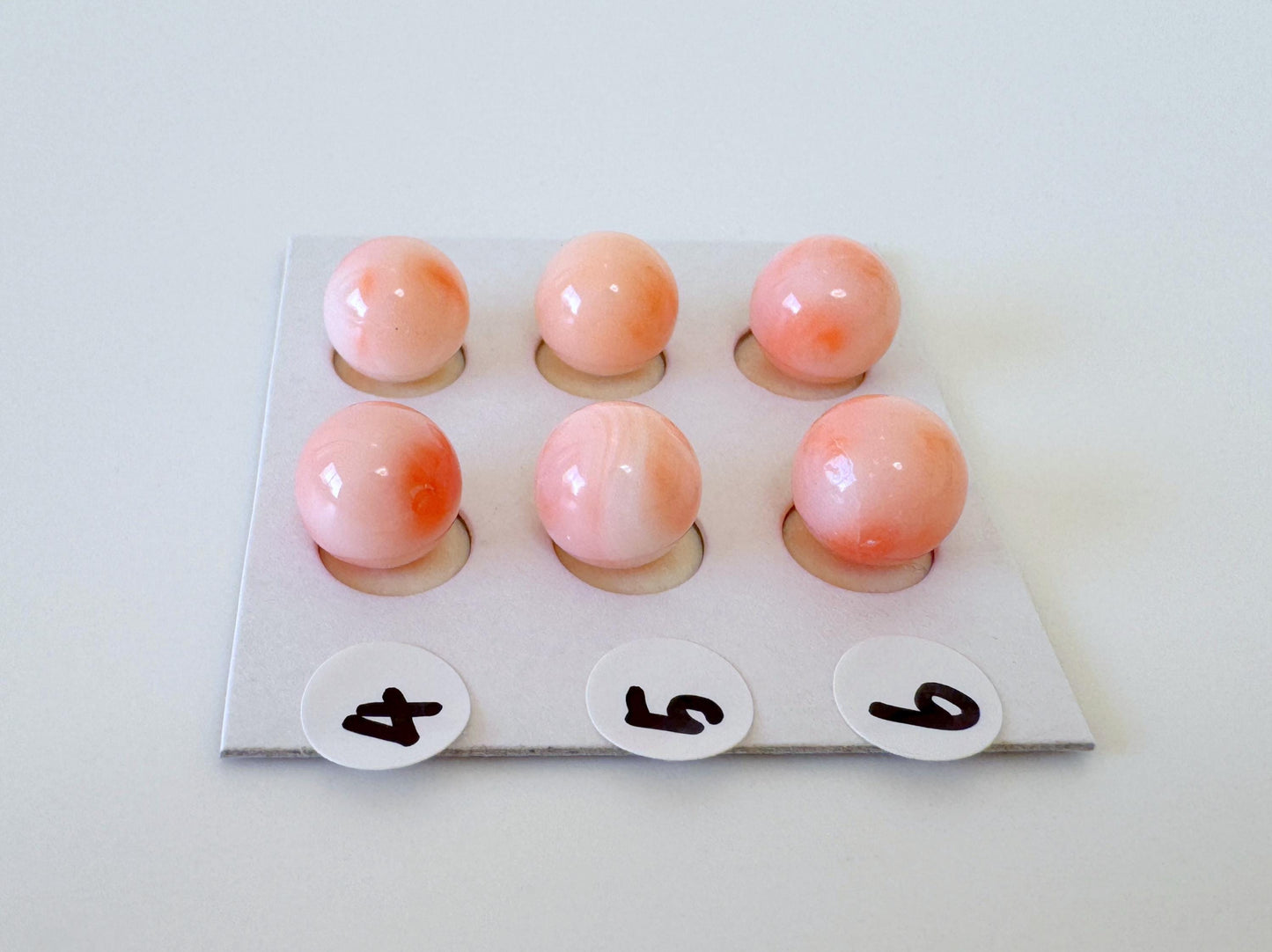 Deep Sea Coral Beads Natural Loose Pair, Pink Orange Round (8.5-9mm, Half Drilled Hole, Jewelry Supplies)