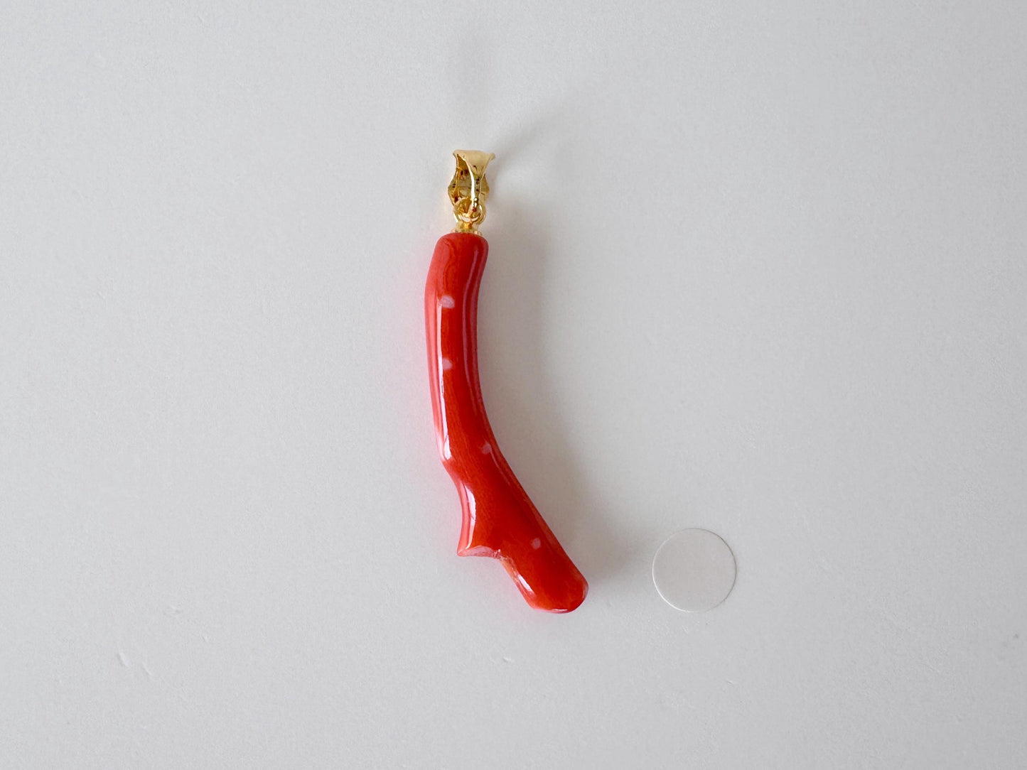 Natural Momo Coral Branch Pendant: Gold-Plated Silver Bail, 35mm