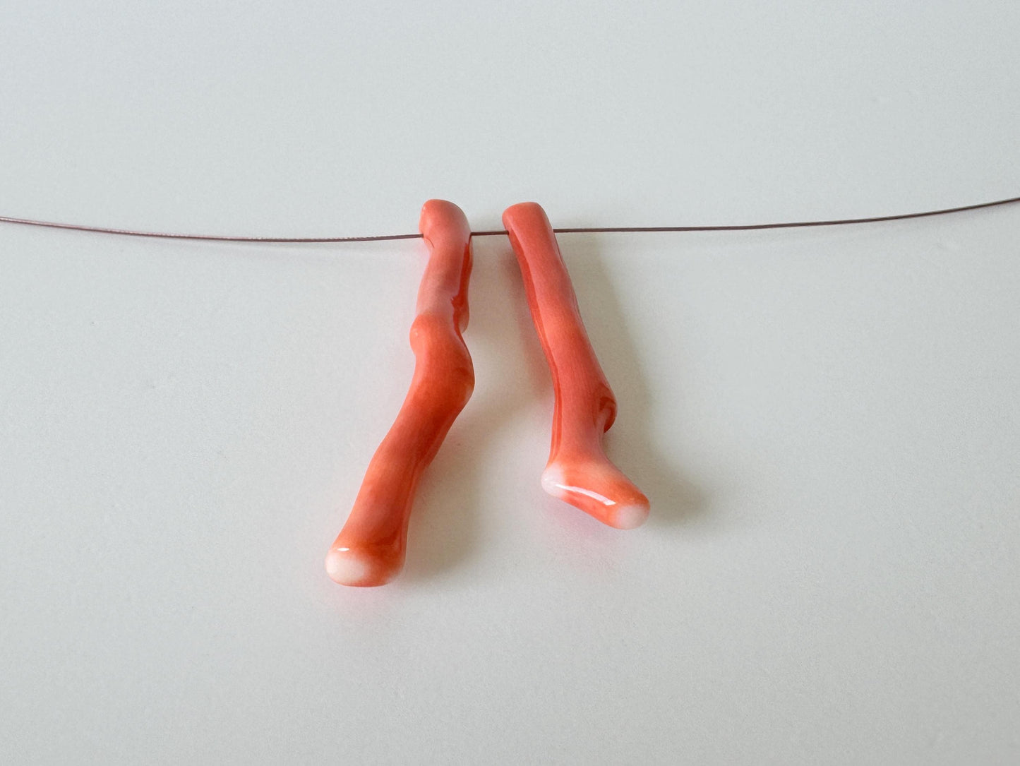Momo Coral Branches Set: Natural Japanese Orange, Side Full-Hole | Genuine Precious Coral, Jewelry Making | 43-49mm