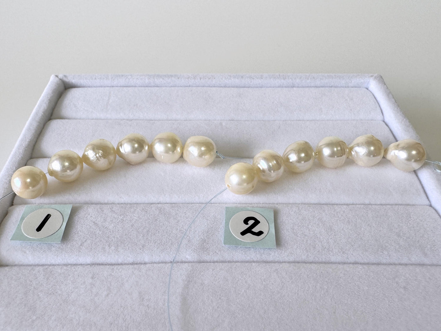 Japanese Akoya Pearl Beads: Cream White Semi-Round/Semi-baroque, 7-7.5mm, Short Strand | Cultured Saltwater, Genuine Gems, 6 Pieces