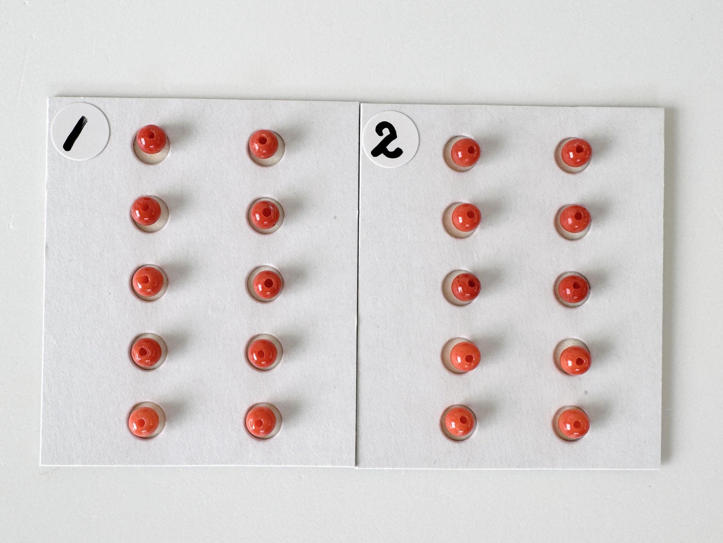 Mediterranean Red Coral Round Loose: Natural Gemstone Beads for Jewelry Making (3.7-4mm, Half-Drilled Hole, Set of 10)
