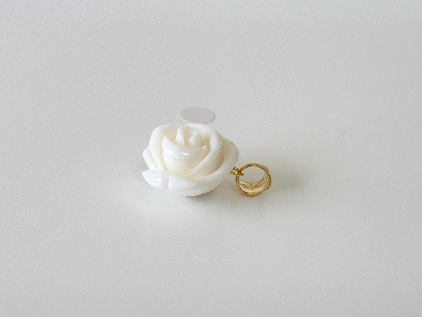 Natural White Coral Rose Pendant, 16x16mm Rose, Natural White Color Coral, Silver (gold plated) Bail, Genuine Precious Coral Pendant