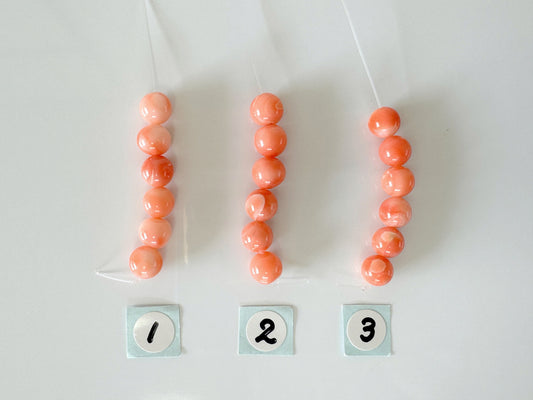 Short strand (6pcs) of Natural Deep sea coral round beads strand 6-6.5mm, Natural Orange Color coral, Full hole