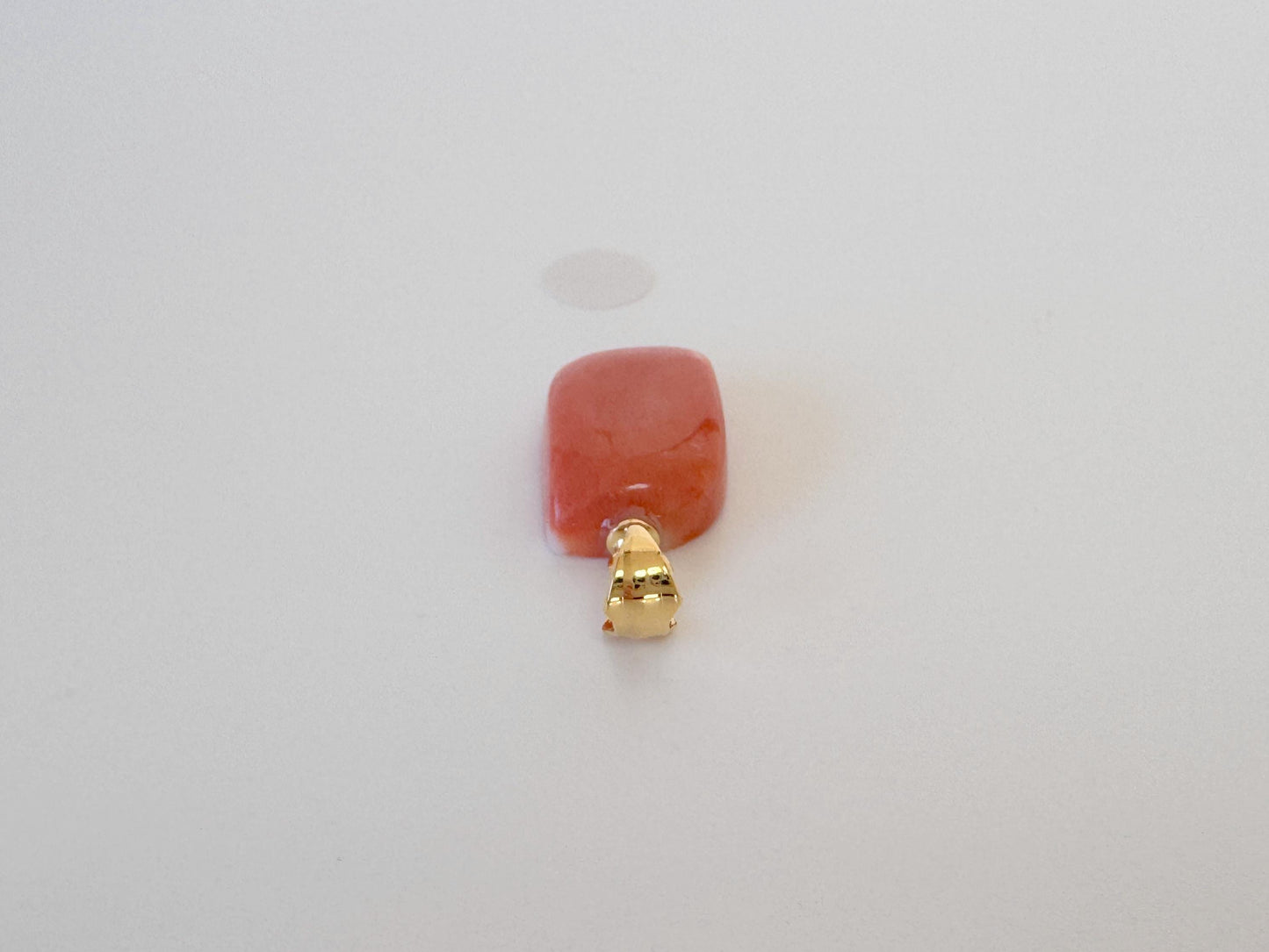 Natural Momo Coral Pendant: Japanese Orange Coral, Gold-Plated Silver Bail