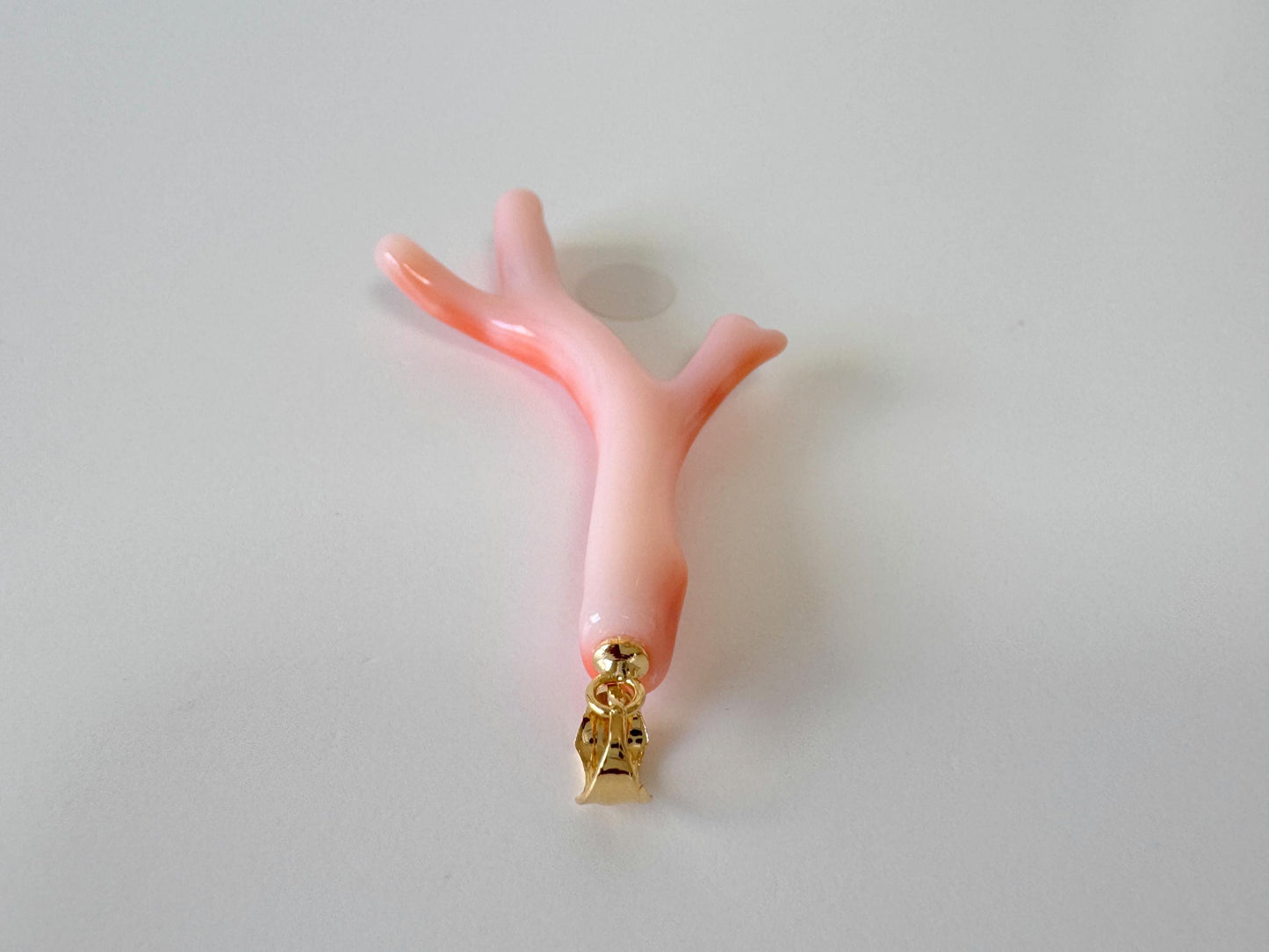 Natural Deep Sea Coral Branch Pendant: Gold-Plated Silver Bail, 46mm