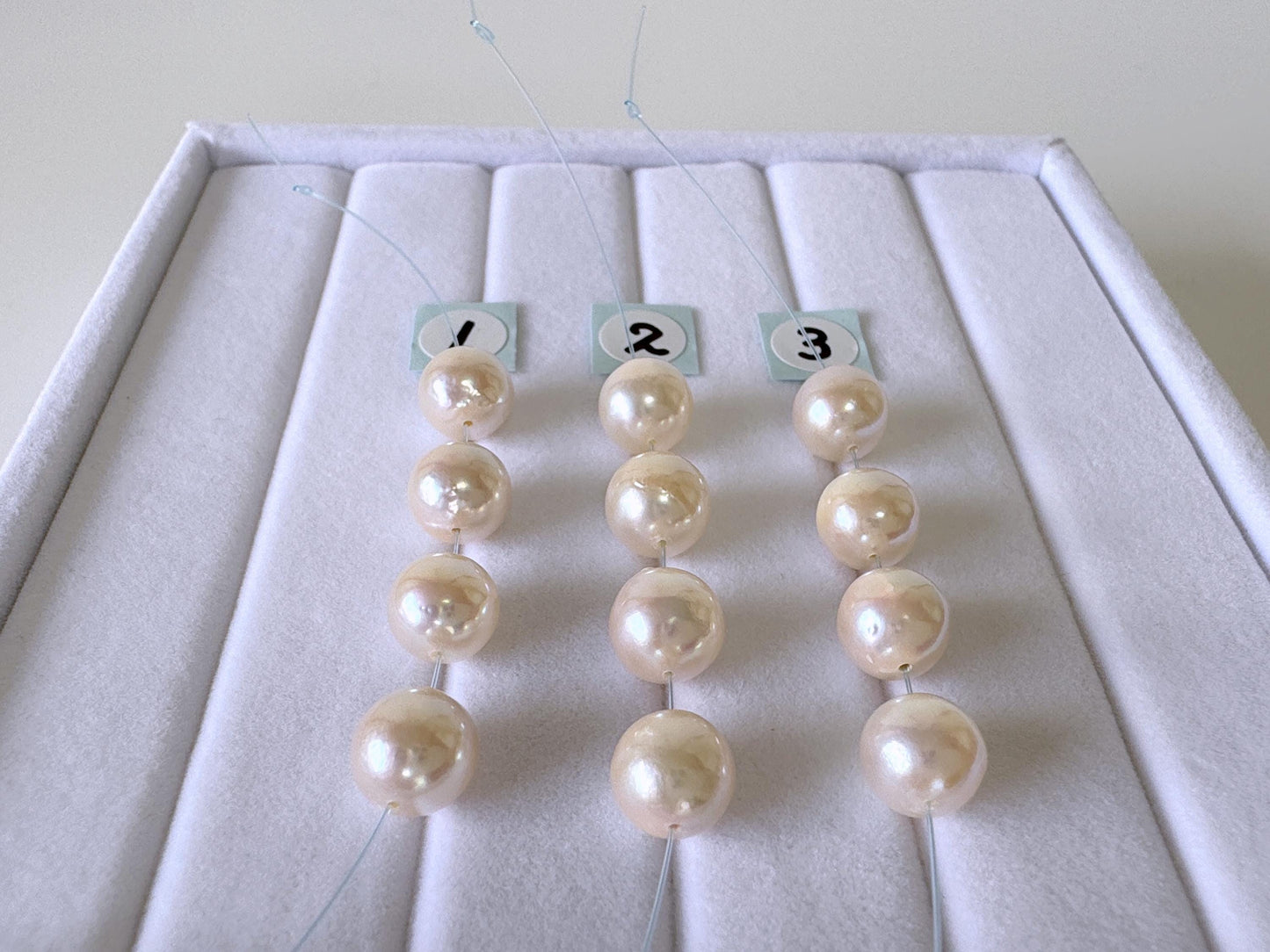 Japanese White Akoya Pearl Beads, 7.5-8mm, Mini Strand, Short Strand, 4 Pieces, Genuine Akoya Pearl, Cultured in Sea Water
