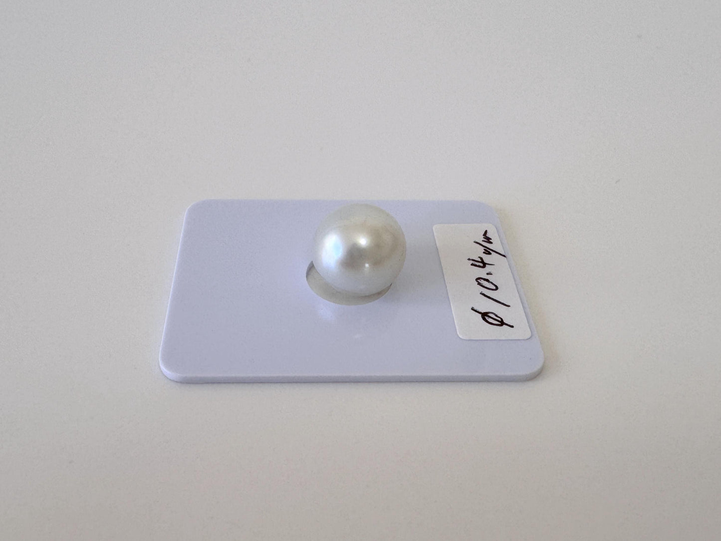 South Sea Pearl Loose: White Silver Semi-Round - 10.4 x 10.2mm, Half-Drilled, Salt Water Cultured Bead