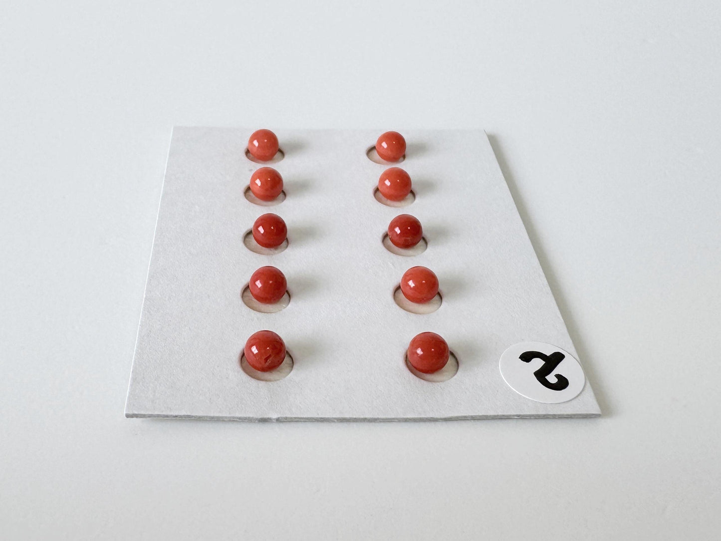Mediterranean Red Coral Round Loose: Natural Gemstone Beads for Jewelry Making (3.7-4mm, Half-Drilled Hole, Set of 10)