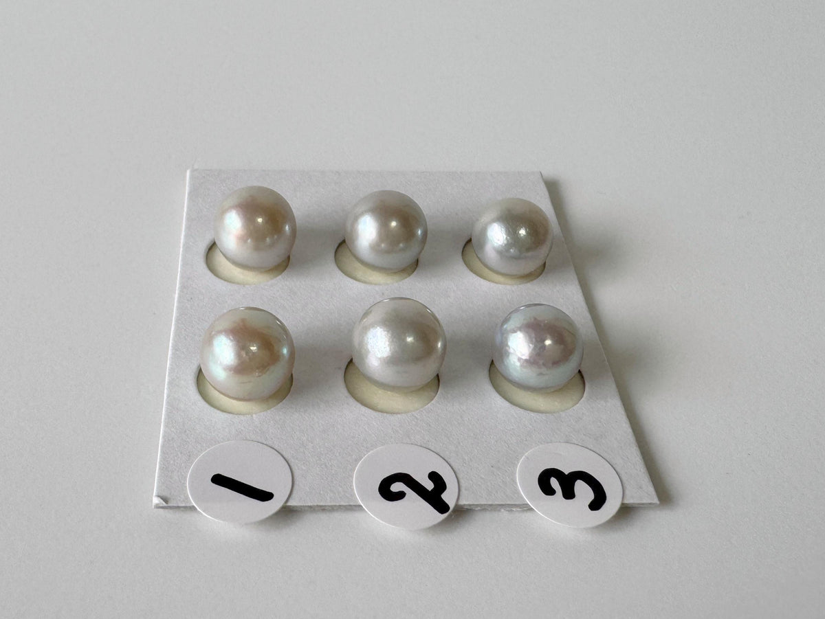 Japanese Blue/Silver (Cobalt Treated) Akoya Pearl 7.5-8mm, Half-Drilled loose, Price per pair, Salt water pearl