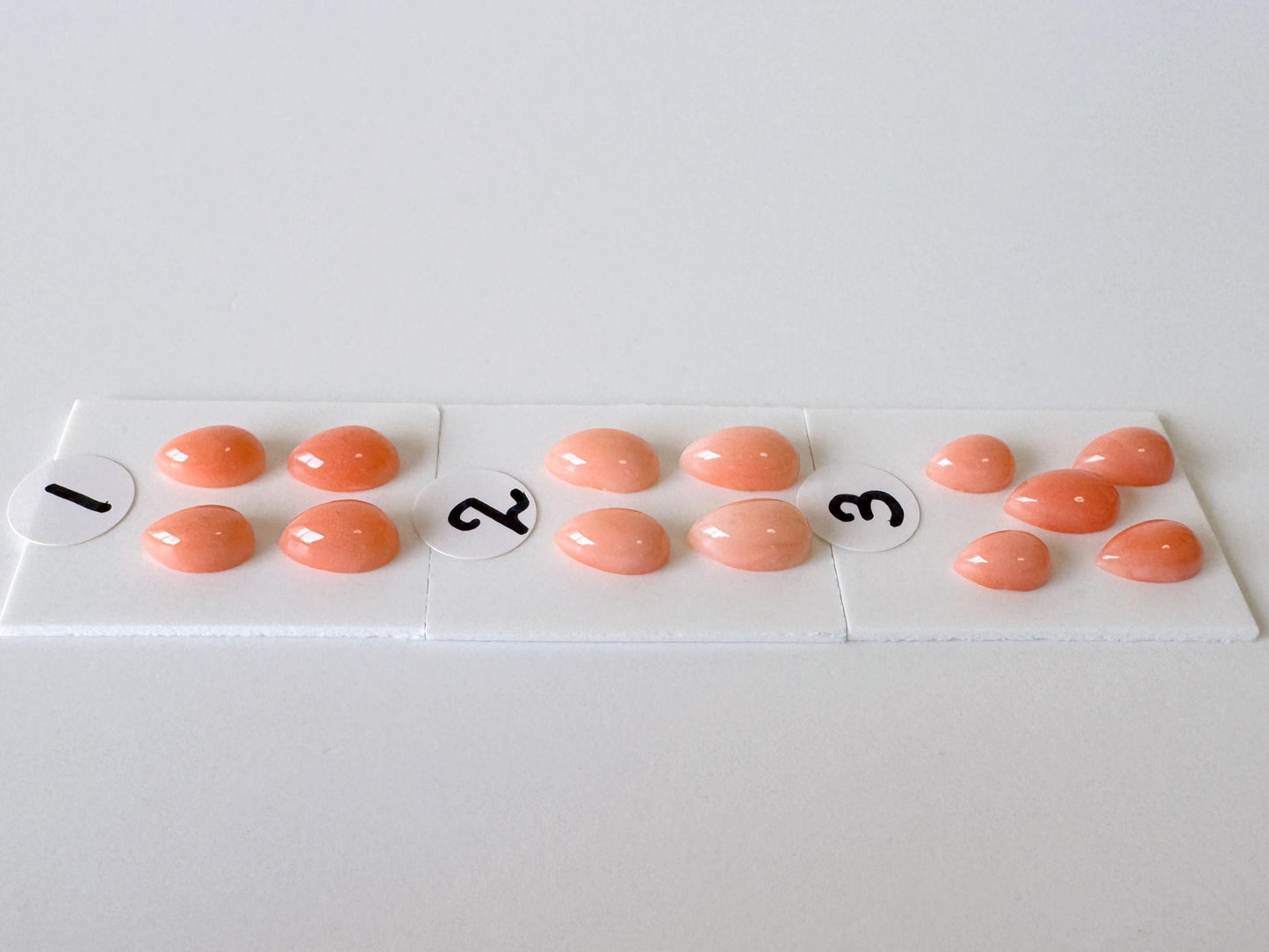 Deep Sea Coral, Pear Shaped Cabochons - Pink Orange | Back Hole | 6-7x4mm | 4-5Pc