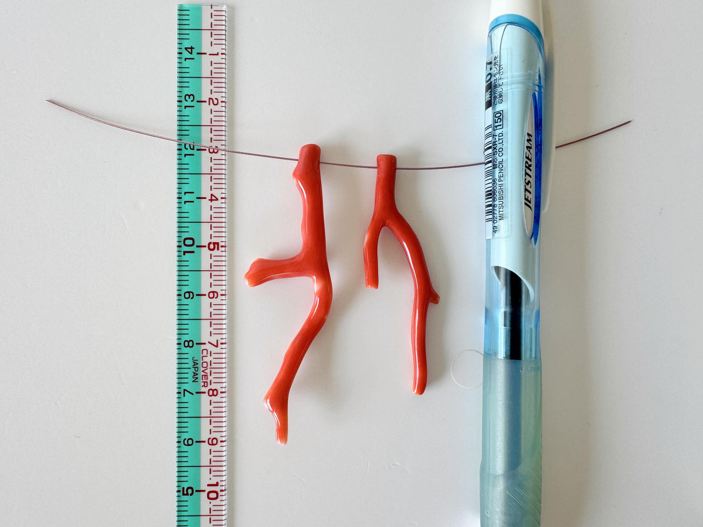 Momo Coral Branches: Natural Orange Japanese Set of 2, Side Full-Hole | Genuine Precious Coral, Jewelry Making, 49-58mm