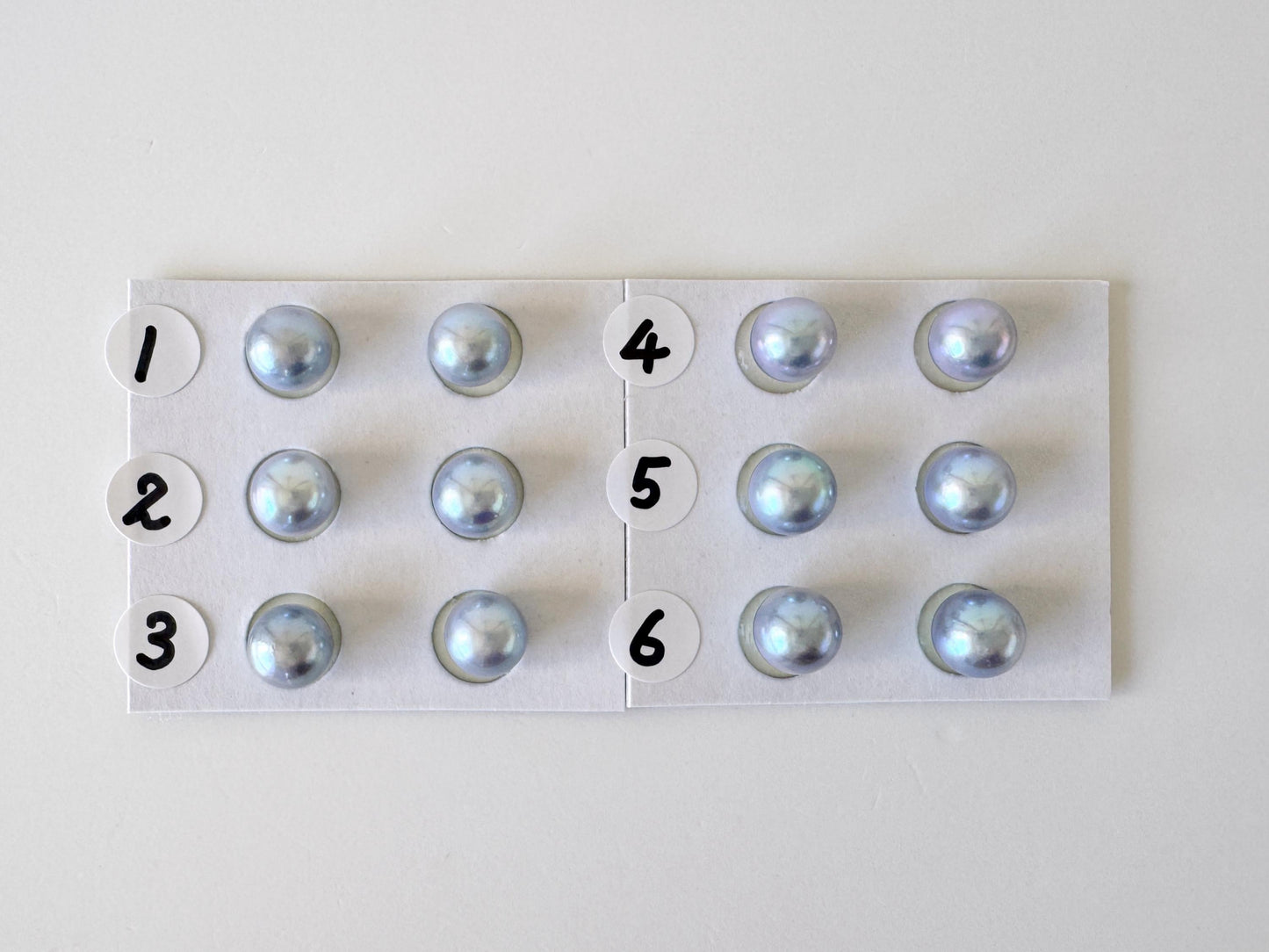 Japanese Blue/Silver (Treated) Akoya Pearl 7-7.5mm, Half-Drilled loose, Price per pair, Salt water pearl