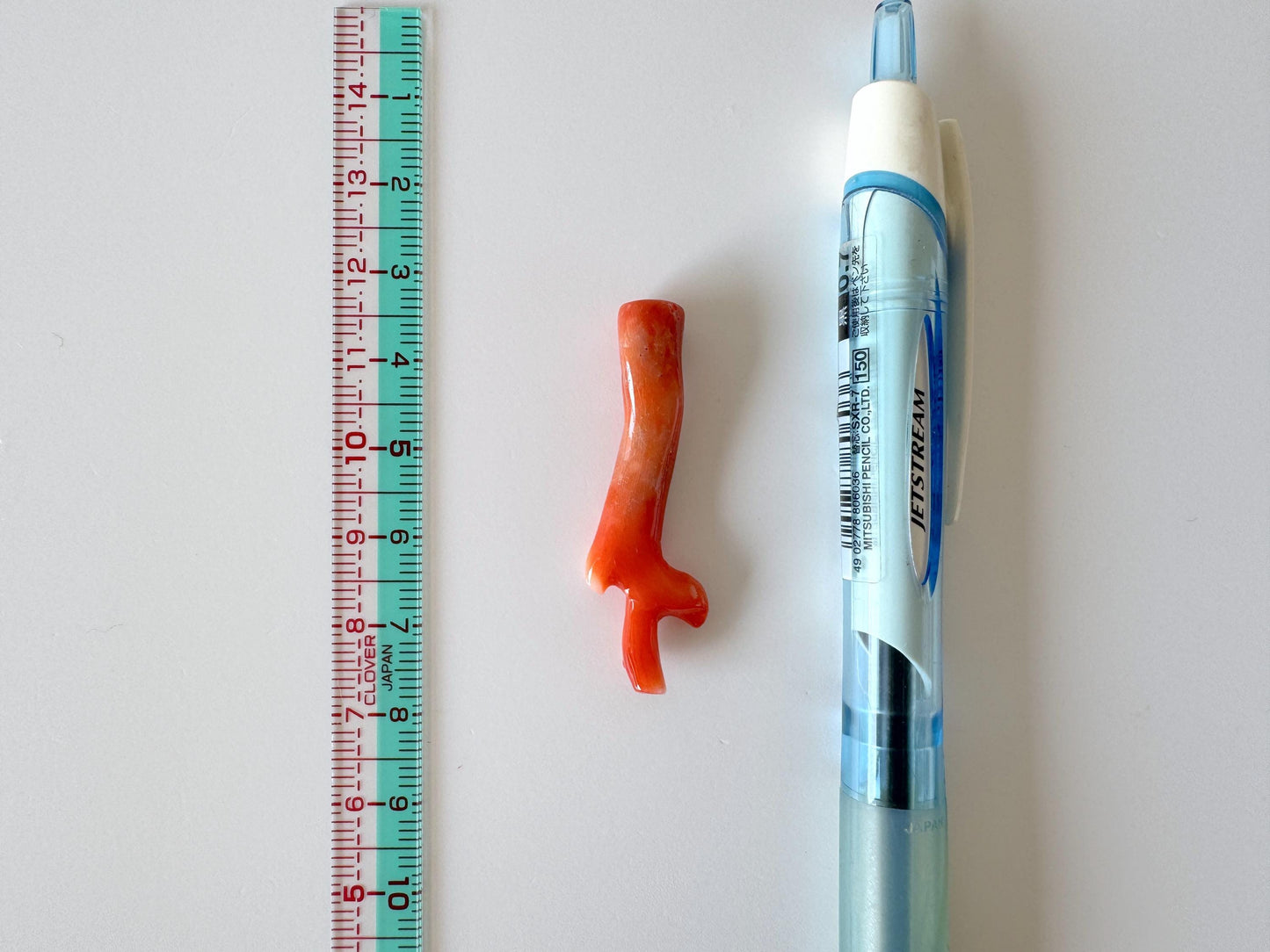 Japanese red(Aka) coral branch, 42mm, Hole on top, Natural vermilion color coral for jewelry making