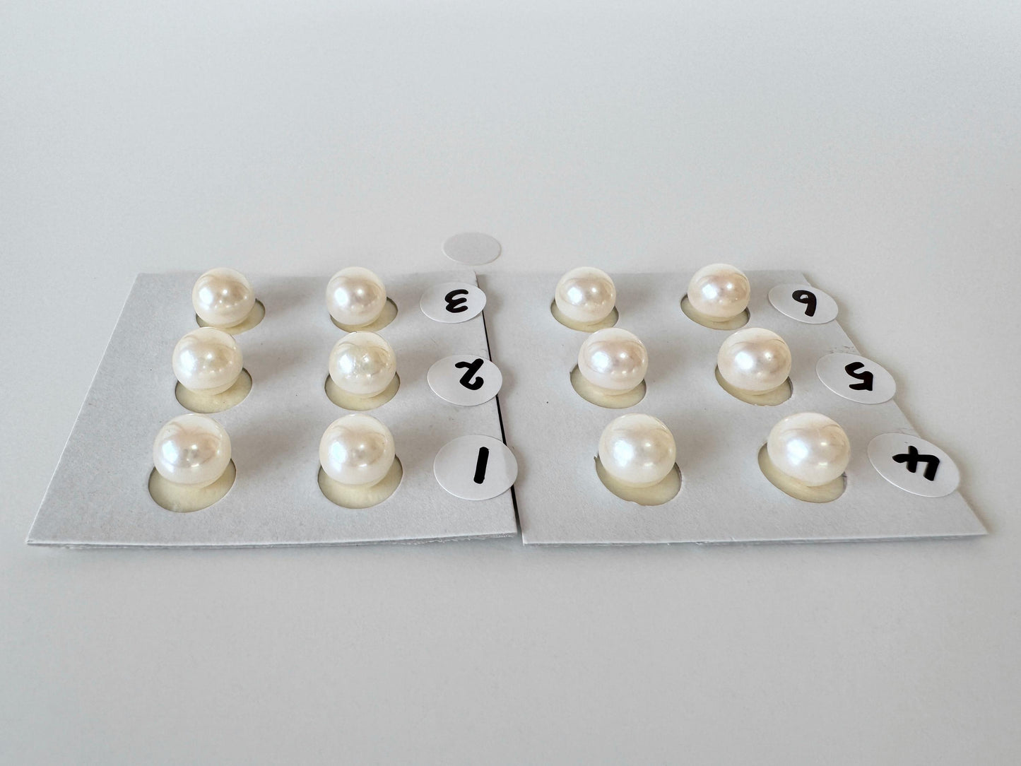 Japanese Akoya Cultured Pearl 7-7.5mm, Natural White Color, Half-Drilled Round loose, Price per Pair, Salt water pearl