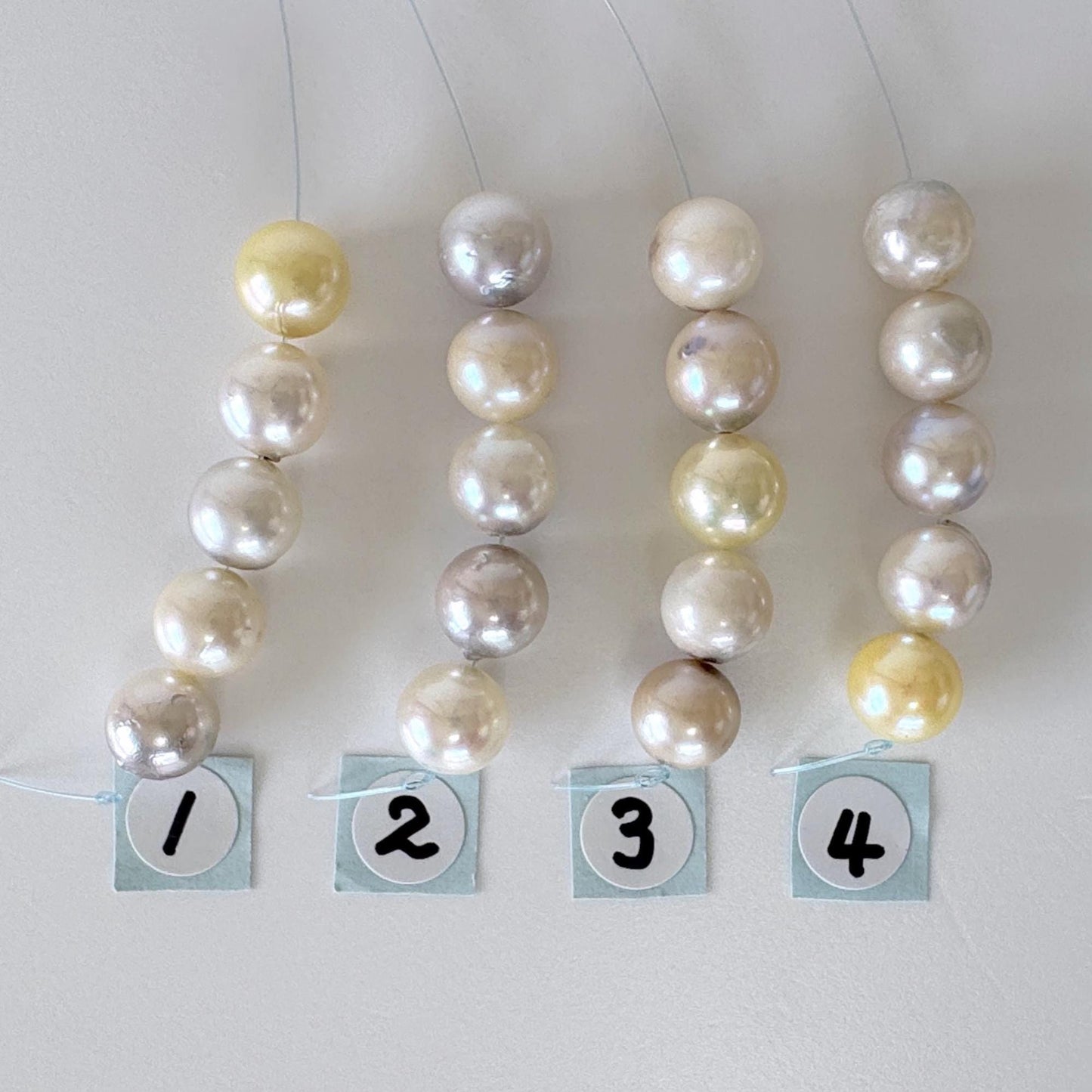 Japanese Natural blue/silver/yellow/white Akoya Pearl Beads, 7.5-8mm, Mini Strand, Short Strand of 5 Pieces, Cultured in Sea Water