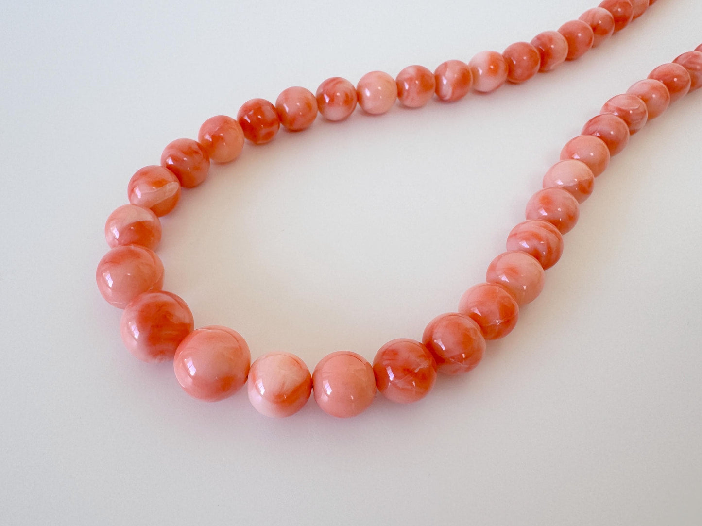 Natural Coral Strand: Deep Sea Coral Orange Pink Round Beads - Genuine Gemstone, 6.7-11.2mm, 45cm Jewelry Supply