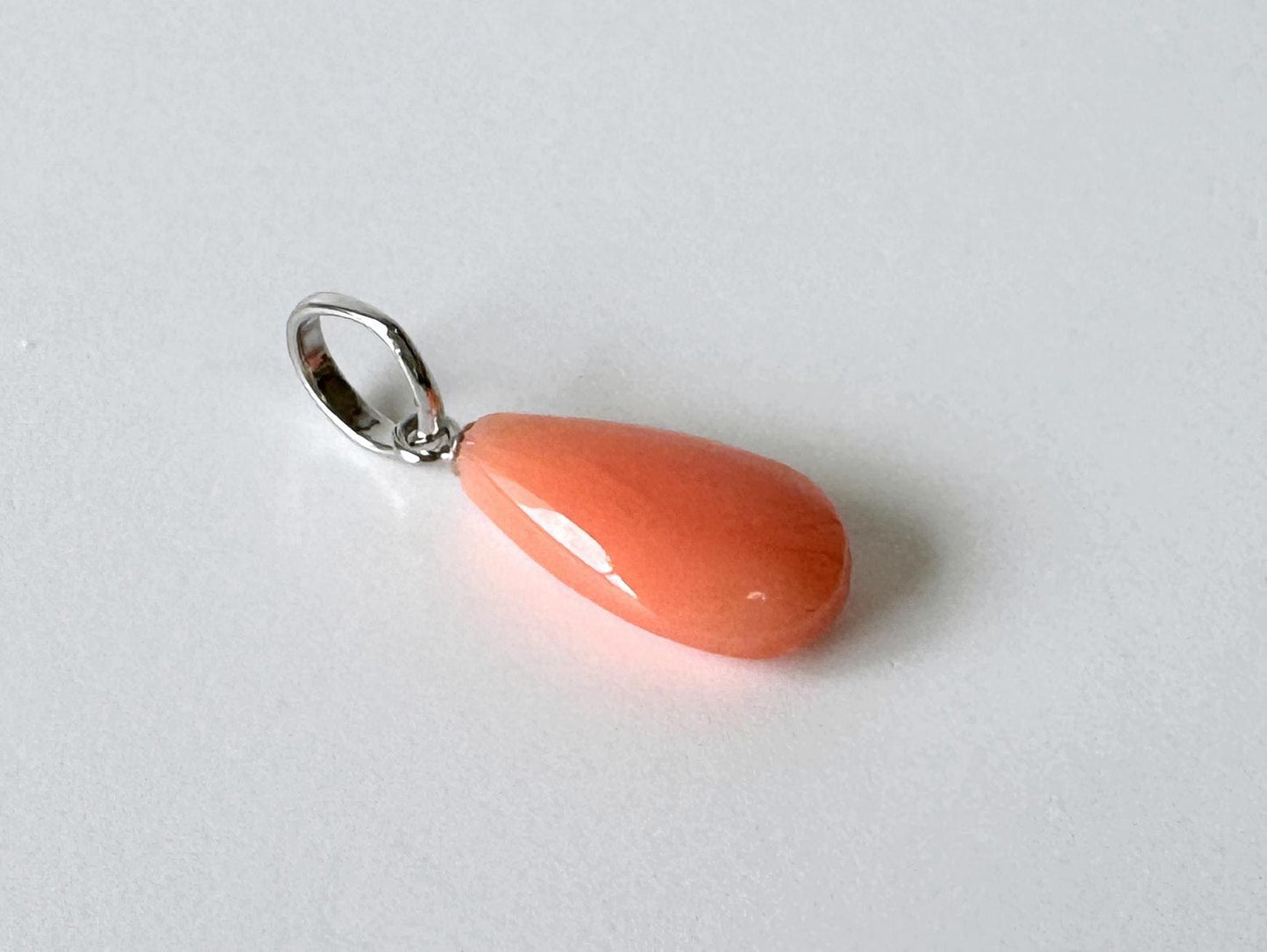 Coral Pendant Pear Shaped Natural Deep Sea Coral: Pink-Orange Tones, Silver Bail (14x8.8mm, Jewelry)