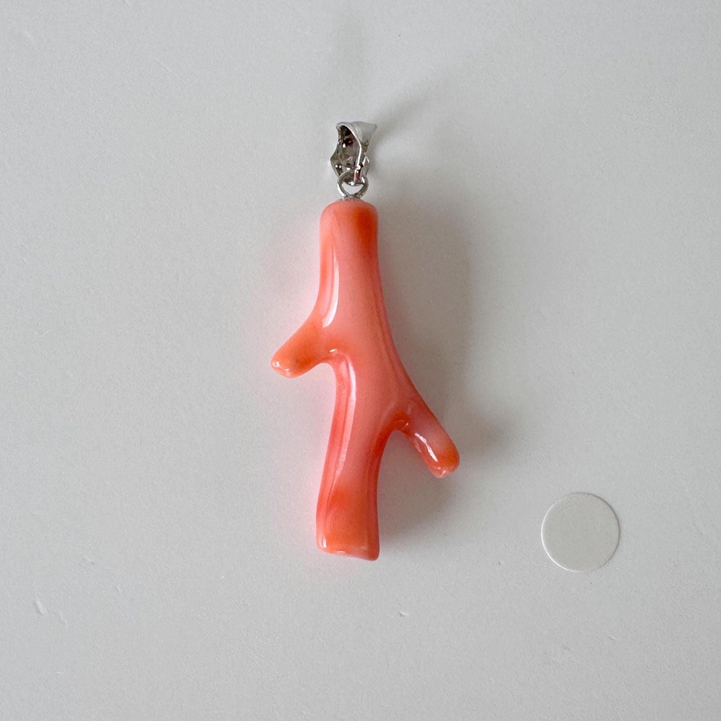 Natural Deep Sea Coral Branch Pendant: Rhodium-Plated Silver Bail, 35mm