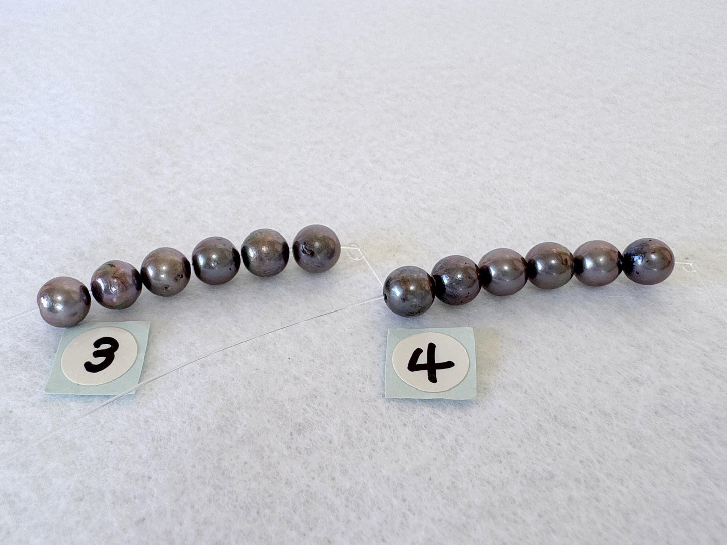 6 Pieces Short Strand of Japanese Peacock Black Akoya Pearl Beads, 5.7-5.9mm, Genuine Akoya Pearl, Cultured in Sea Water